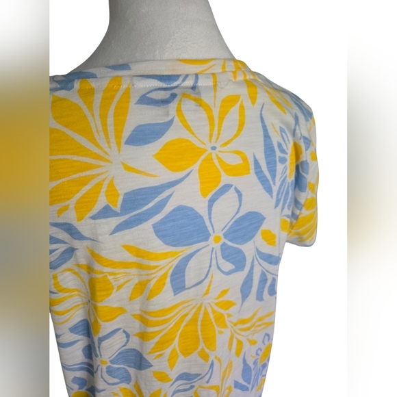 Liz Claiborne Floral Short Sleeve Top - Blue and Orange - Picture 2 of 7